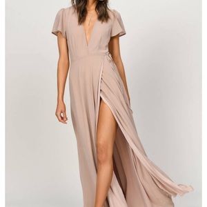 Piper Taupe Plunging Maxi Dress